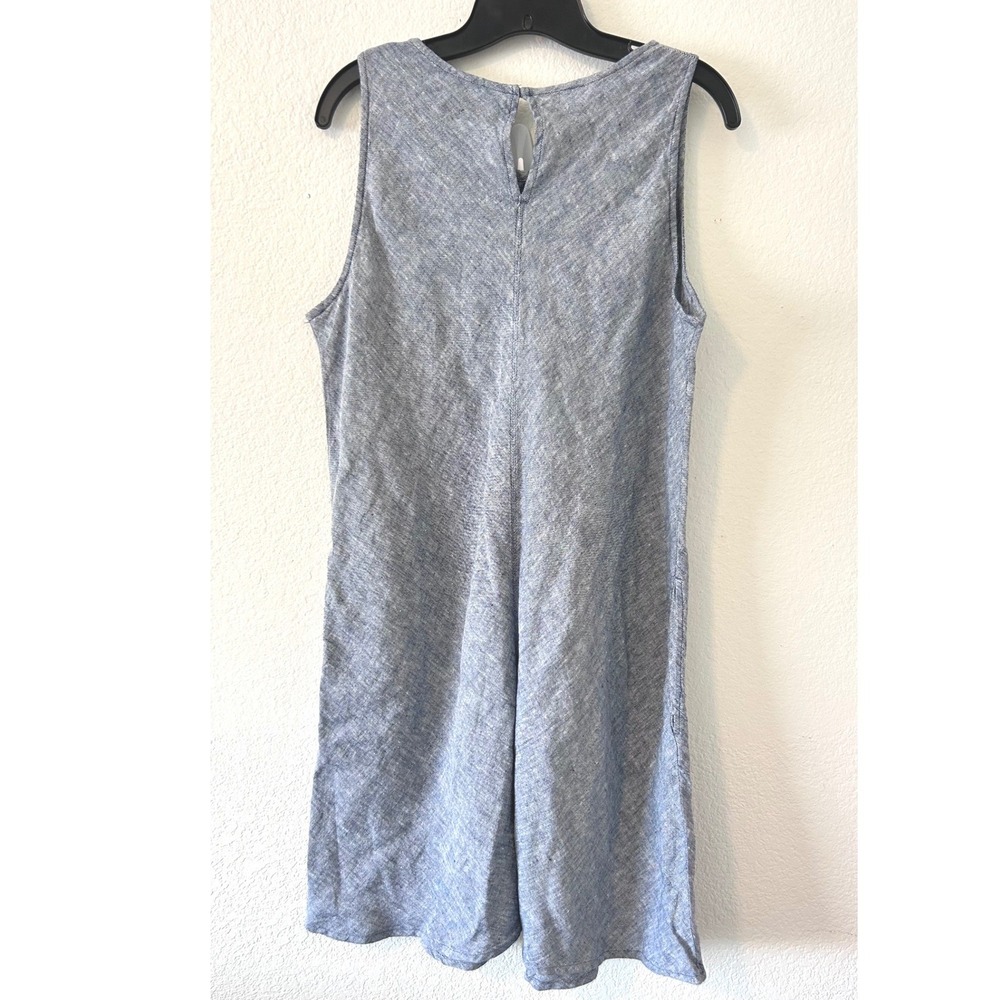 Lands End Preppy Coastal SZ LP Indigo Blue 100% Linen Sleeveless Swing Dress NWT - Picture 2 of 6